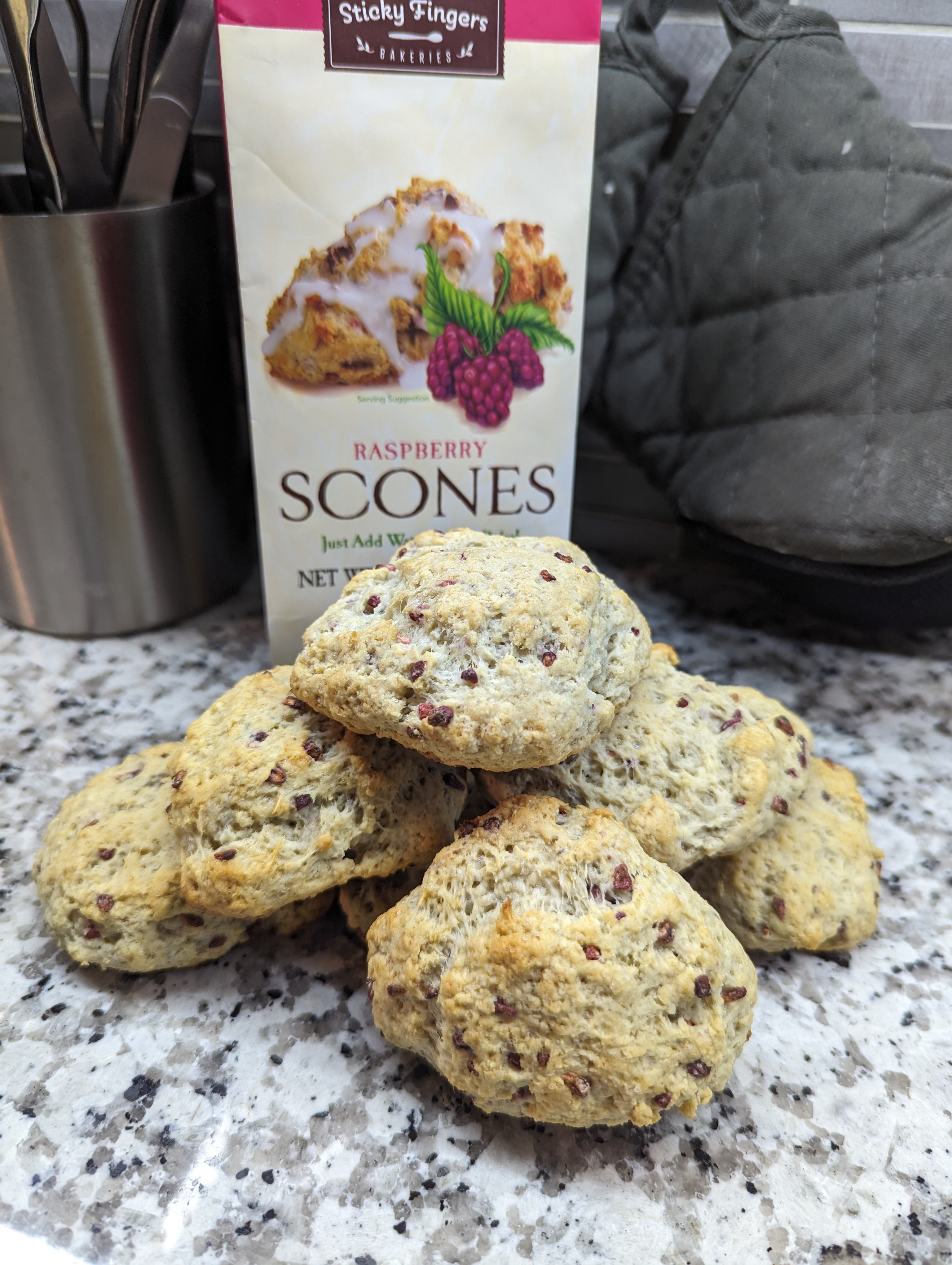 Trying out Sticky Fingers’ Raspberry Scones mix