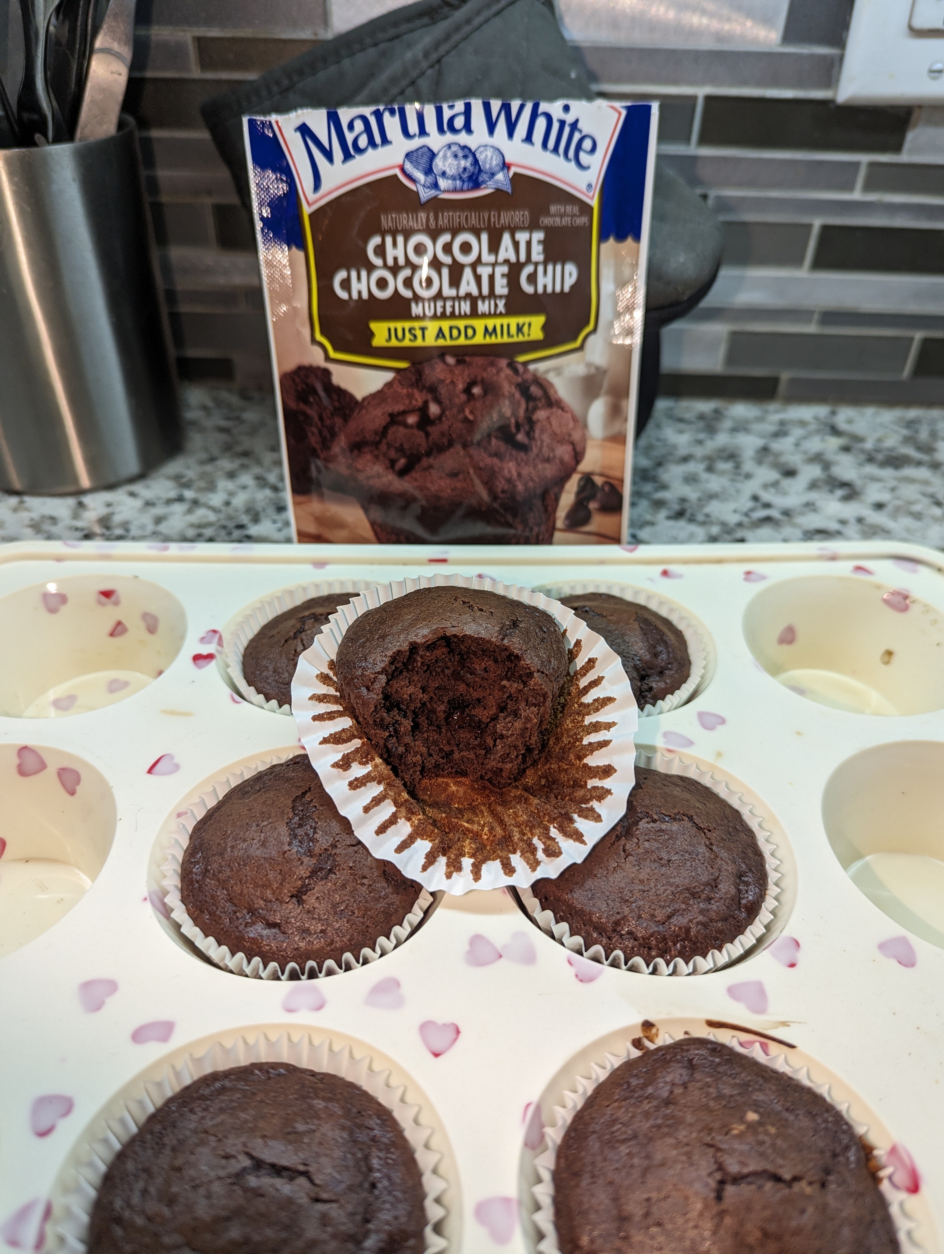 Testing out Martha Whites’ chocolate chocolate chip muffin mix
