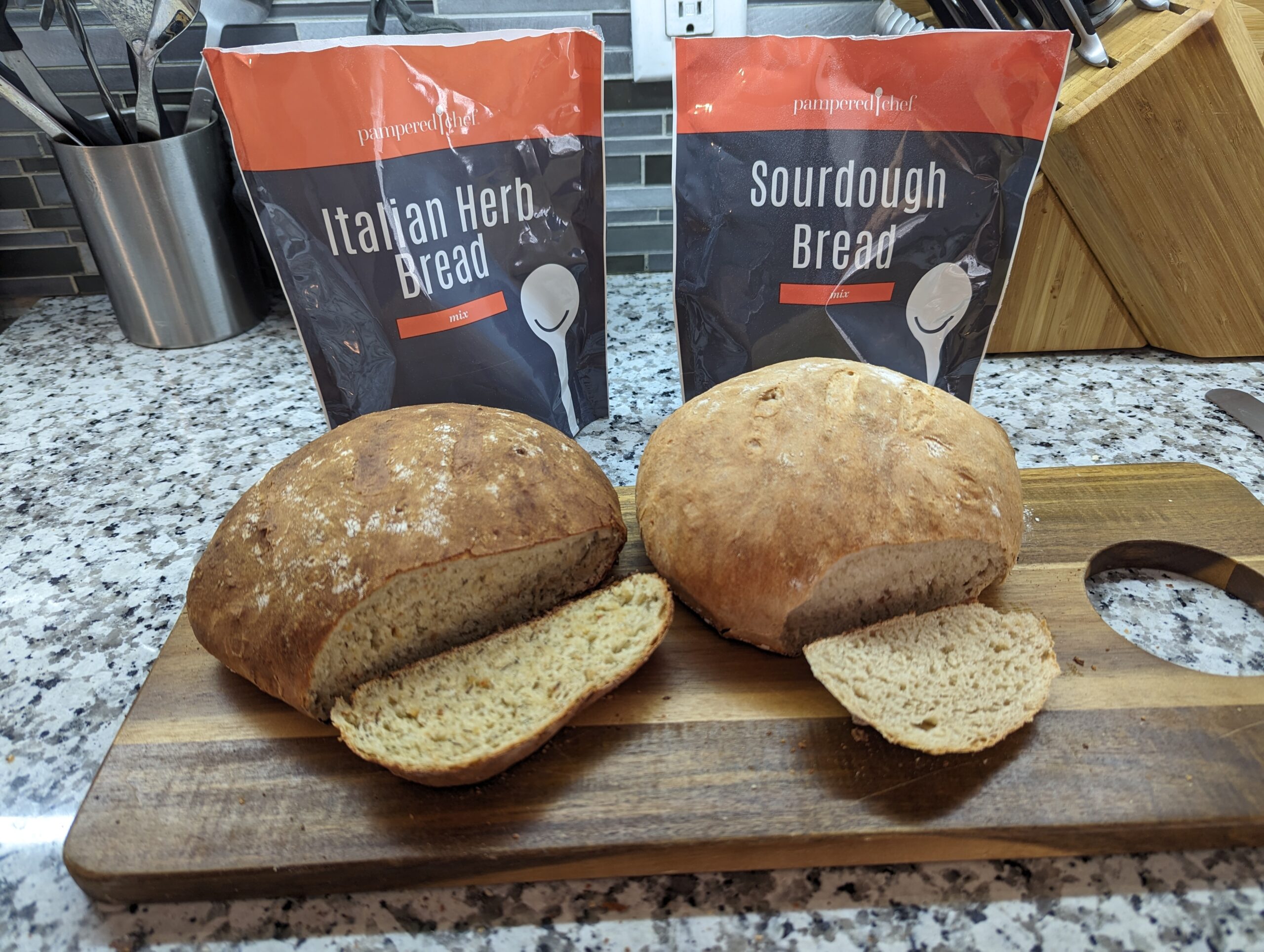 Testing out Pampered Chef’s Italian Herb and Sourdough bread mix