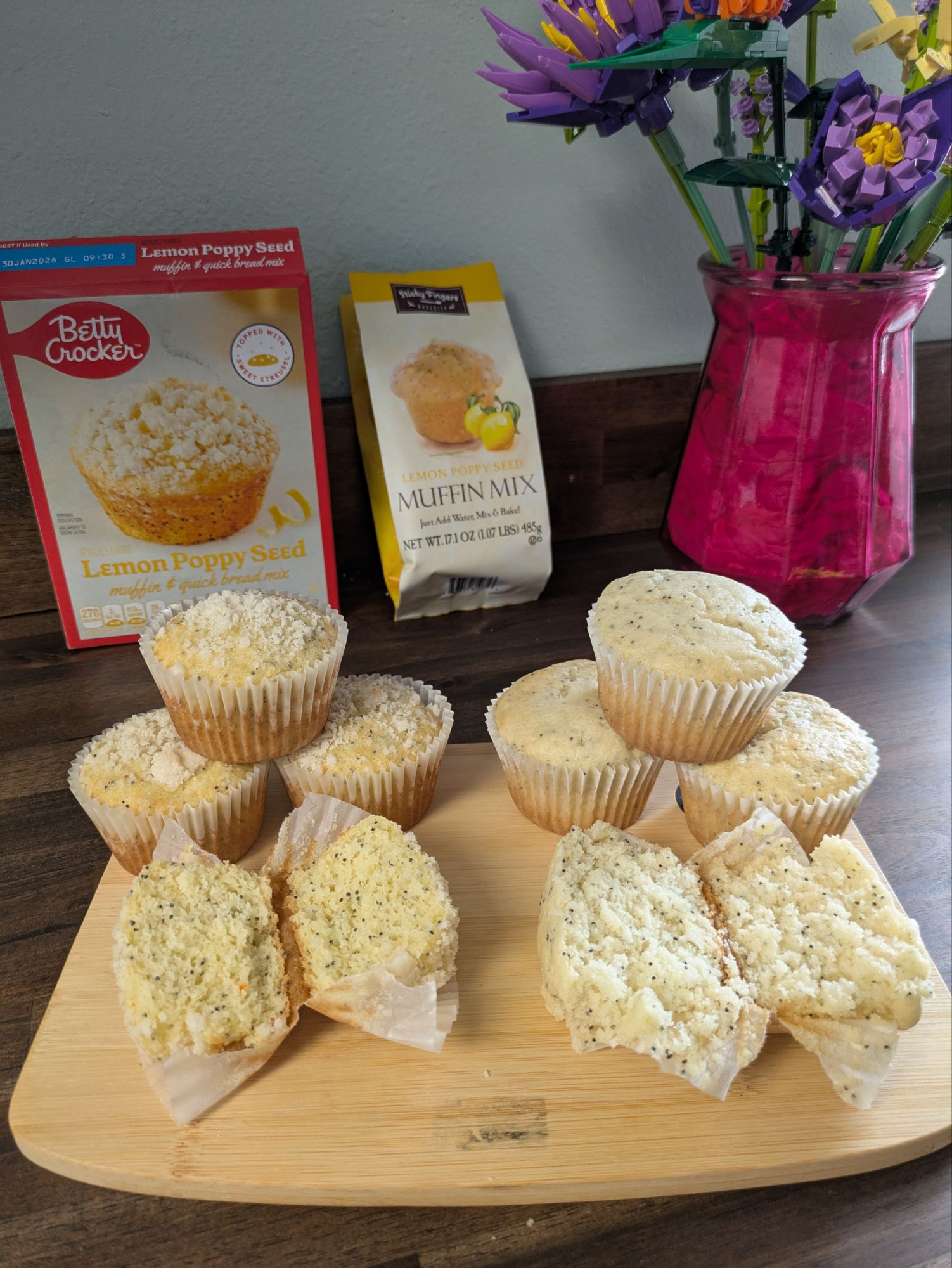 Comparing Betty Crocker and Sticky Fingers – Lemon Poppy Seed muffins