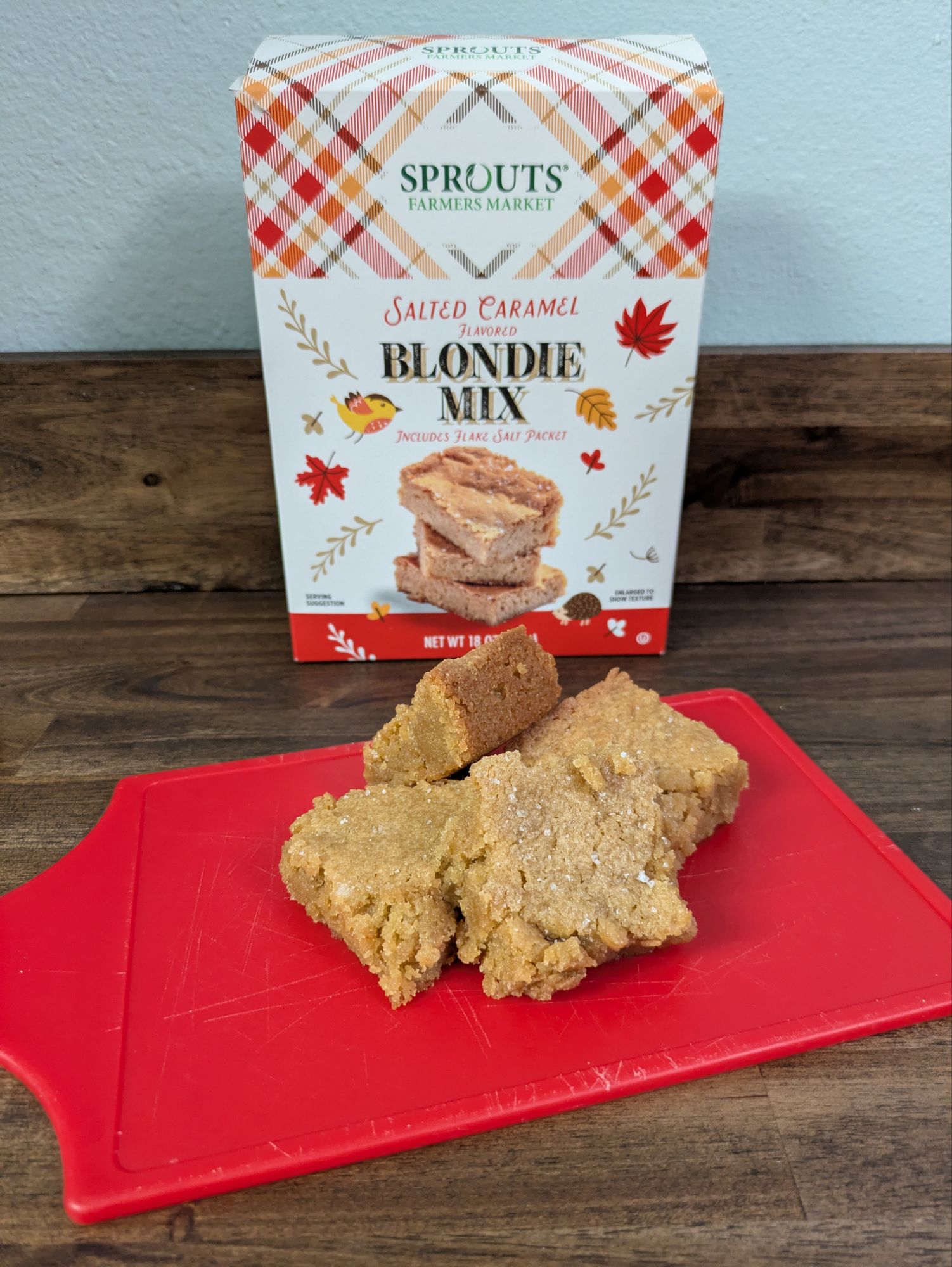 Trying a new brand! Sprouts Farmers Market salted caramel blondie mix