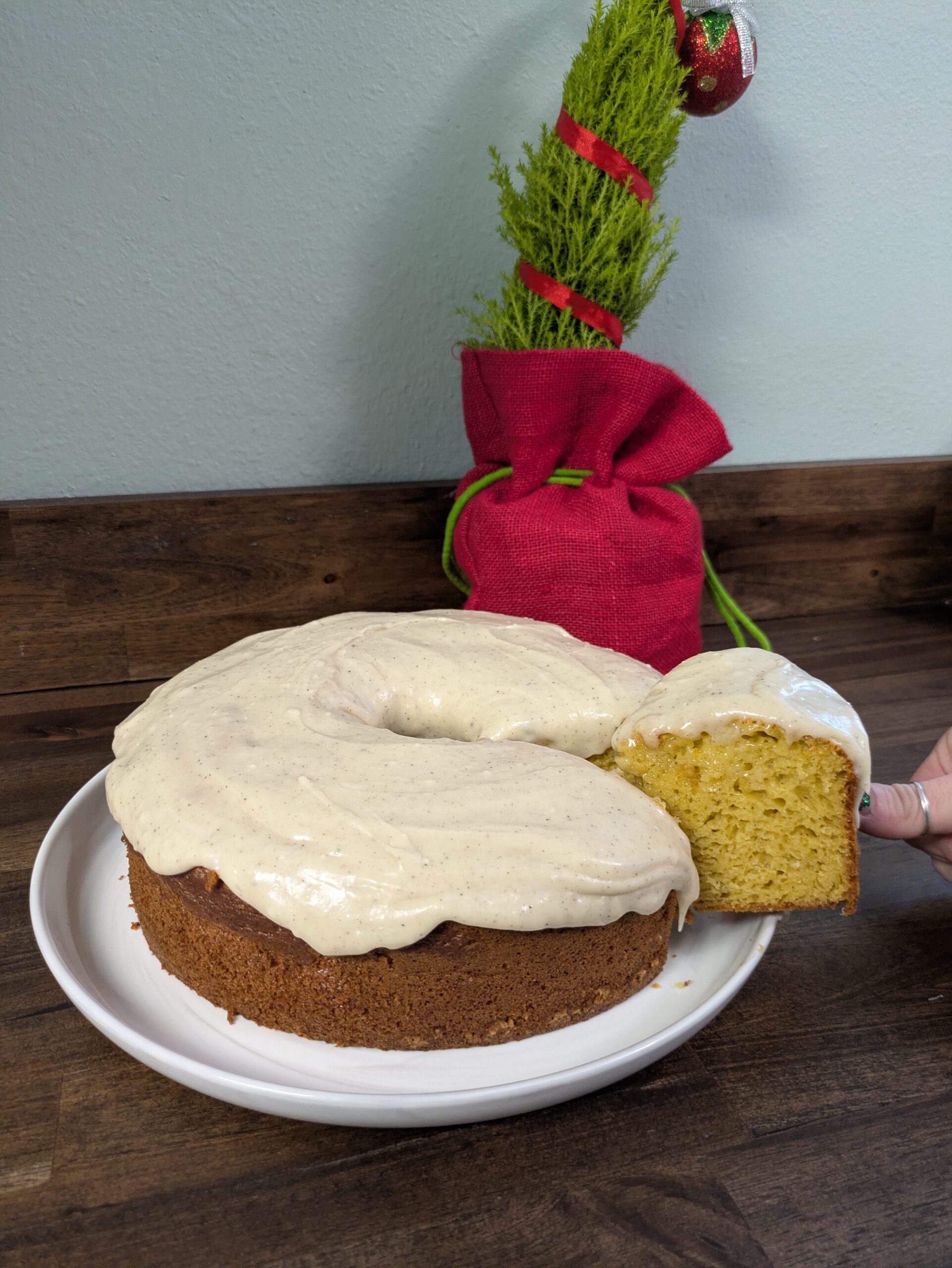 Trying out a recipe for Eggnog cake